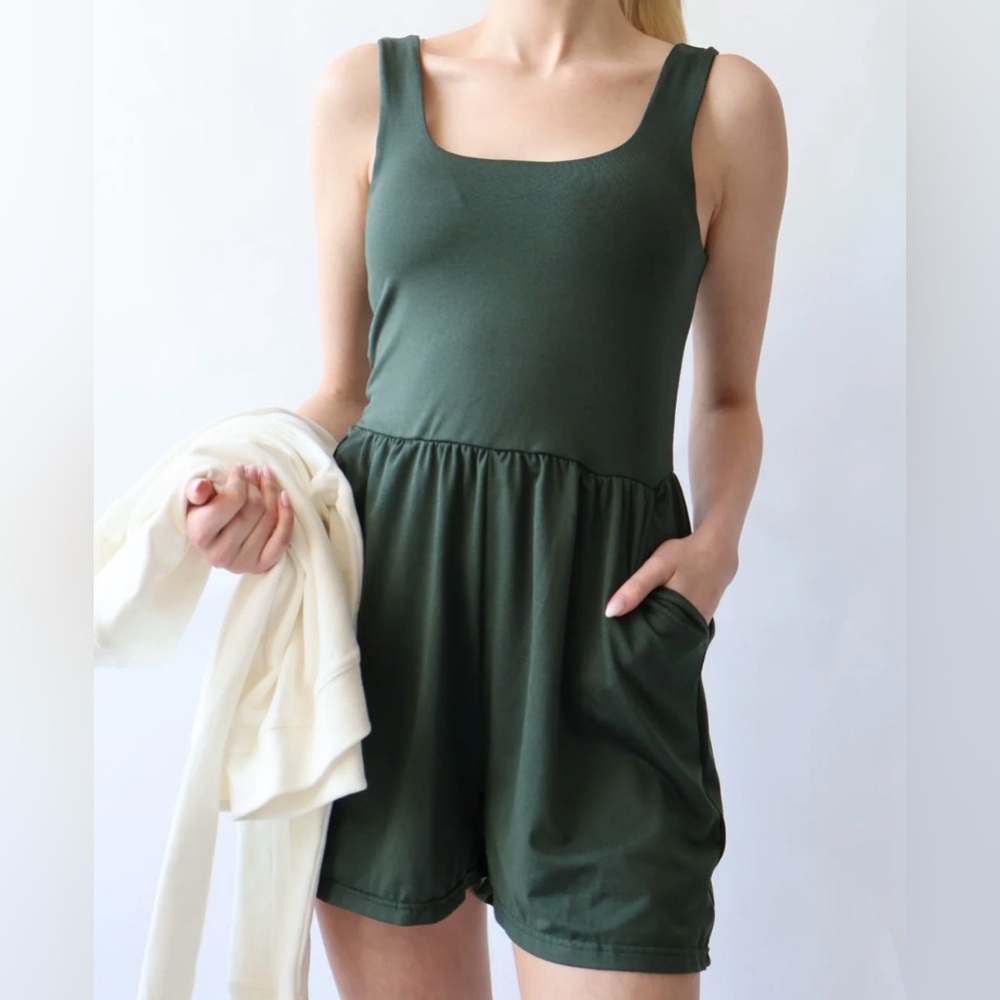 Green Sleeveless Romper